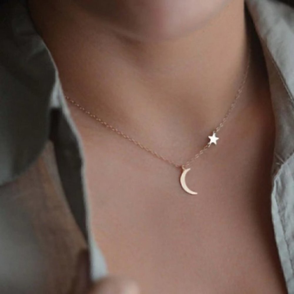 Boho gypsy festival star moon necklace jewelry